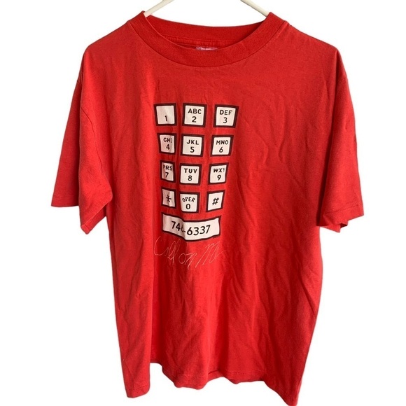 Vintage Push Button Landline Telephone Tee Shirt Call on Me - Picture 1 of 6